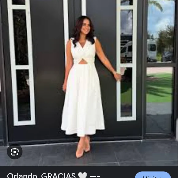 NWOT Banana Republic Cream Cut-Out Midi Dress Size S White - Picture 6 of 8